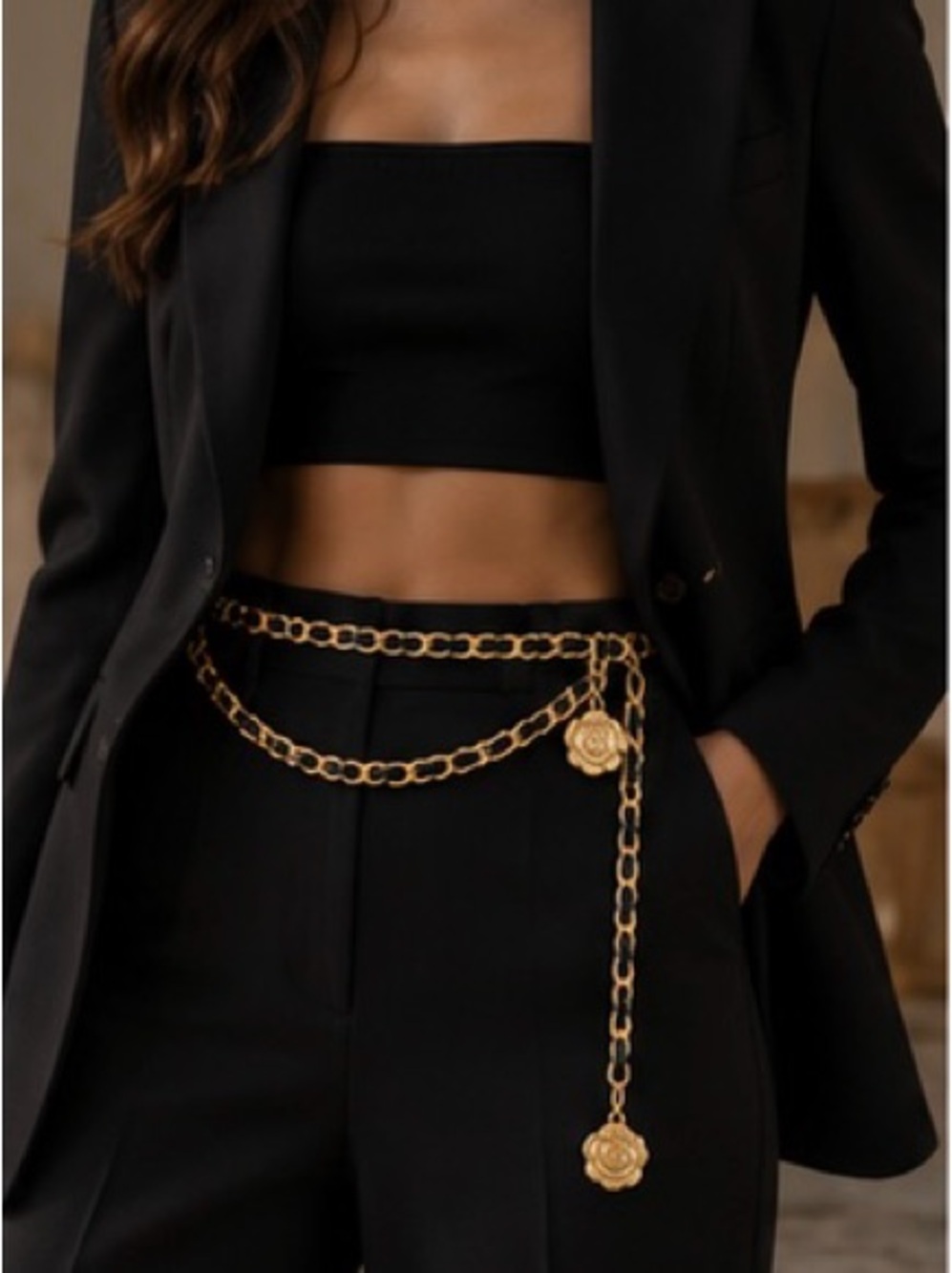 Gold Chain Floral Belt - Women Accessories